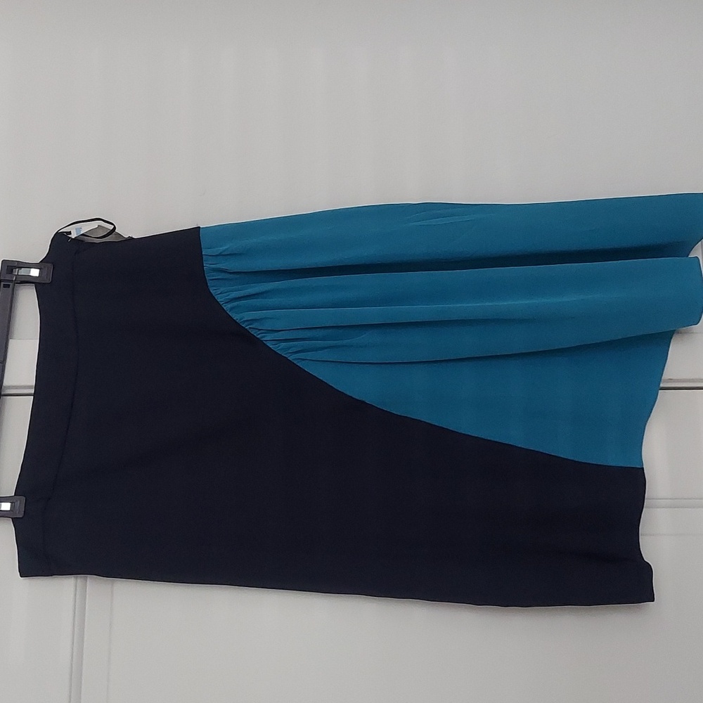 Tibi Color Block Pattern Knee Length Blue Skirt S… - image 1